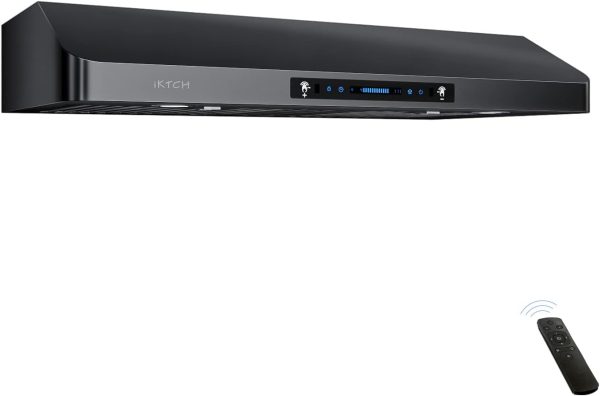 IKTCH 30 inch Range Hood 900 CFM, Black Under Cabinet Kitchen Vent Hood with 4 Speed Gesture Sensing&Touch Control Panel