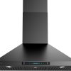 IKTCH 36 inch Black Wall Mount Range Hood, 900 CFM Ducted/Ductless Stainless Steel Vent Hood with Gesture Sensing & Touch Control Switch Panel, 2 Pcs Adjustable Lights(IKP02-36-BSS)
