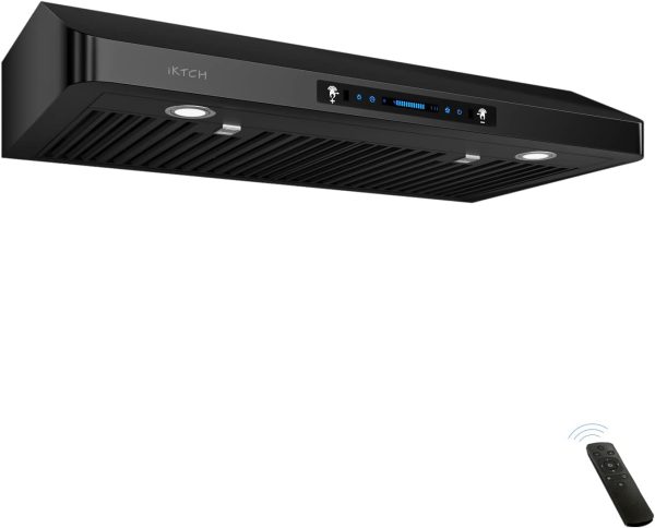 IKTCH 36 inch Range Hood 900 CFM, Black Under Cabinet Kitchen Vent Hood with 4 Speed ??Gesture Sensing&Touch Control Panel