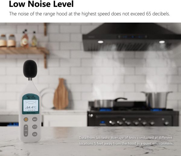 IKTCH 36 inch Black Wall Mount Range Hood, 900 CFM Ducted/Ductless Stainless Steel Vent Hood with Gesture Sensing & Touch Control Switch Panel, 2 Pcs Adjustable Lights(IKP02-36-BSS)