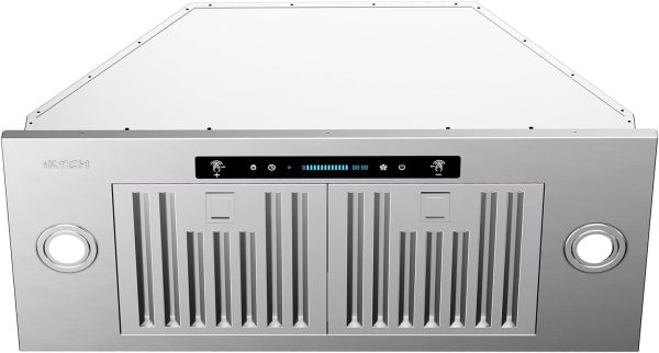 IKTCH 27.75 inch Insert Range Hood, 900 CFM Ducted/Ductless Convertible Duct, Stainless Steel Kitchen Vent Hood with 4 Speed Gesture Sensing&Touch Control Panel