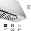 IKTCH 30 inch Built-in/Insert Range Hood 900 CFM, Ducted/Ductless Convertible Duct, Stainless Steel Kitchen Vent Hood with 4 Speed Gesture Sensing&Touch Control Panel(IKB01-30)