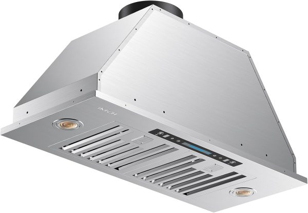 IKTCH 30 inch Insert Range Hood, 390 CFM Low Noise Kitchen Vent Hood, Ducted/Ductless Convertible Duct, Stainless Steel vent hood with 4 Speed Gesture Sensing&Touch Control Panel