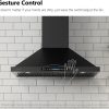 IKTCH 36 inch Black Wall Mount Range Hood, 900 CFM Ducted/Ductless Stainless Steel Vent Hood with Gesture Sensing & Touch Control Switch Panel, 2 Pcs Adjustable Lights(IKP02-36-BSS)