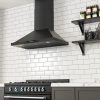 IKTCH 36 inch Black Wall Mount Range Hood, 900 CFM Ducted/Ductless Stainless Steel Vent Hood with Gesture Sensing & Touch Control Switch Panel, 2 Pcs Adjustable Lights(IKP02-36-BSS)