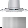 IKTCH 30-inch Wall Mount Range Hood & Stainless Steel Backsplash, Tempered Glass 900 CFM, Kitchen Chimney Vent Stainless Steel with Gesture Sensing & Touch Control Switch Panel