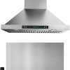 IKTCH 30-inch Wall Mount Range Hood & Stainless Steel Backsplash, 900 CFM Ducted/Ductless Convertible, Kitchen Chimney Vent Stainless Steel with Gesture Sensing & Touch Control Switch Panel