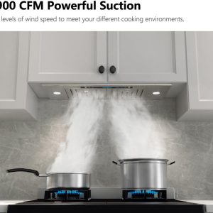 IKTCH 30 inch Built-in/Insert Range Hood 900 CFM, Ducted/Ductless Convertible Duct, Stainless Steel Kitchen Vent Hood with 4 Speed Gesture Sensing&Touch Control Panel(IKB01-30)