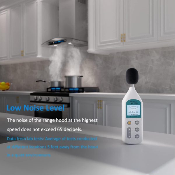 IKTCH 30-inch Wall Mount Range Hood & Stainless Steel Backsplash, Tempered Glass 900 CFM, Kitchen Chimney Vent Stainless Steel with Gesture Sensing & Touch Control Switch Panel