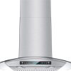 IKTCH 30-inch Wall Mount Range Hood Tempered Glass 900 CFM, Kitchen Chimney Vent Stainless Steel with Gesture Sensing & Touch Control Switch Panel, 2 Pcs Adjustable Lights(IKP03-30)