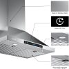 IKTCH 30-inch Wall Mount Range Hood 900 CFM Ducted/Ductless Convertible, Kitchen Chimney Vent Stainless Steel with Gesture Sensing & Touch Control Switch Panel, 2 Pcs Adjustable Lights(IKP02-30'')