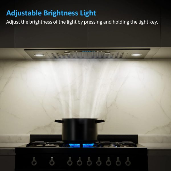 IKTCH 30 inch Black Insert Range Hood & Stainless Steel Backsplash, 900 CFM Ducted/Ductless Stainless Steel Kitchen Vent Hood with 4 Speed Gesture Sensing&Touch Control Panel