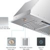 IKTCH 30 inch Insert Range Hood, 390 CFM Low Noise Kitchen Vent Hood, Ducted/Ductless Convertible Duct, Stainless Steel vent hood with 4 Speed Gesture Sensing&Touch Control Panel