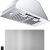 IKTCH 30 inch Built-in/Insert Range Hood & Stainless Steel Backsplash, 900 CFM, Ducted/Ductless Convertible Duct, Stainless Steel Kitchen Vent Hood with 4 Speed Gesture Sensing&Touch Control Panel