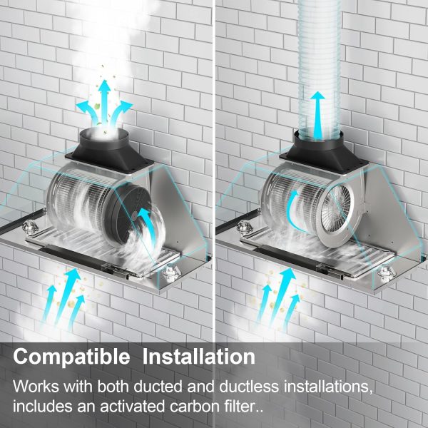 IKTCH 35.5 inch Insert Range Hood, 900 CFM Ducted/Ductless Convertible Duct, Stainless Steel Kitchen Vent Hood with 4 Speed Gesture Sensing&Touch Control Panel