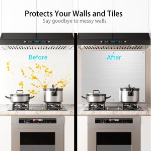 IKTCH 24 x 30 Inch Stainless Steel Backsplash, Stove Backsplash Protector for Wall, Range Hood Wall Shield, Pre Drilled Holes for Easy Installation