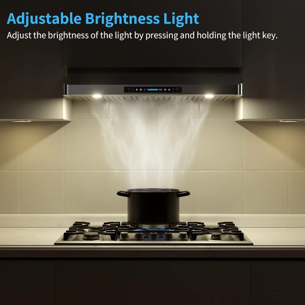 IKTCH 30 Inch Under Cabinet Range Hood & Stainless Steel Backsplash, 900-CFM, 4 Speed Gesture Sensing&Touch Control Panel, Stainless Steel Kitchen Vent with 2 Pcs Baffle Filters(IKC01-30)