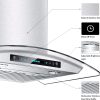 IKTCH 30-inch Wall Mount Range Hood Tempered Glass 900 CFM, Kitchen Chimney Vent Stainless Steel with Gesture Sensing & Touch Control Switch Panel, 2 Pcs Adjustable Lights(IKP03-30)